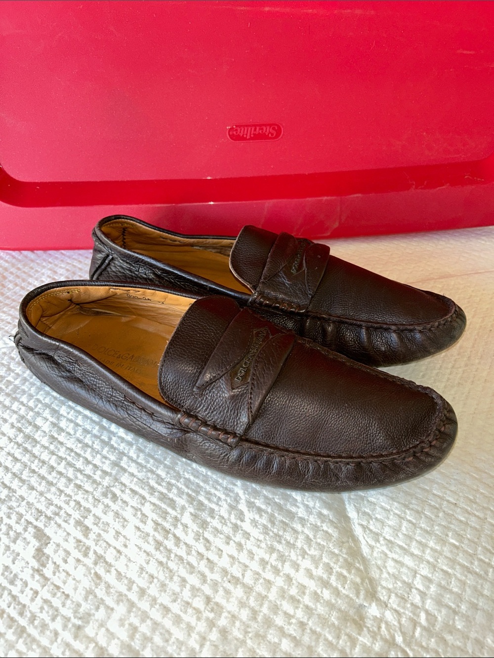 Dolce & Gabbana Brown Leather Penny Loafers